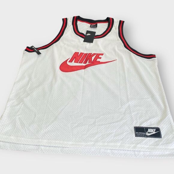 Nike NSW Statement Mesh White Red Tank AR9892-100 Mens size XXL New with Tags - Picture 2 of 9
